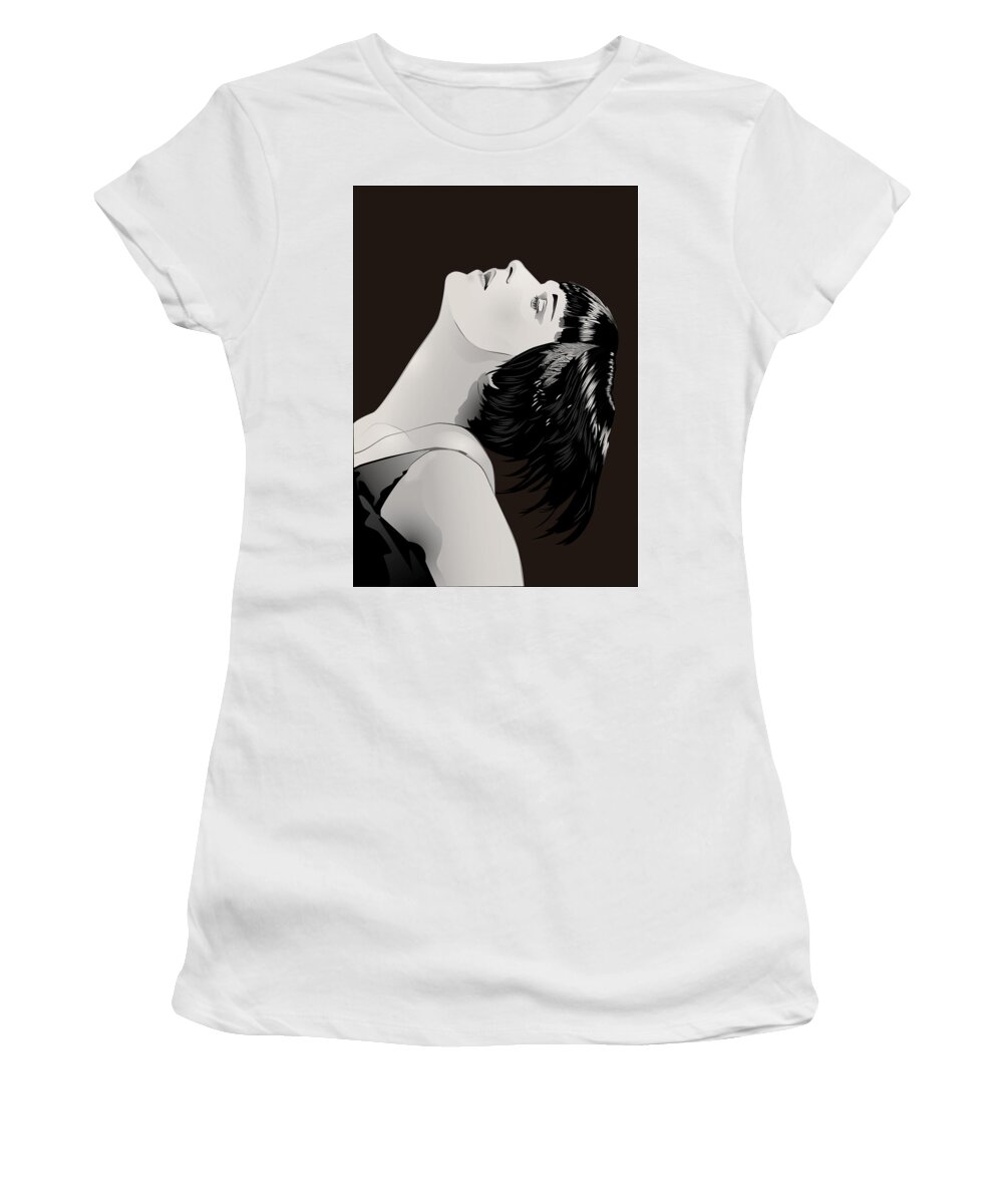 Louise Brooks Official Women's T-Shirt featuring the digital art Louise Brooks in Berlin - Sepia Umber by Louise Brooks