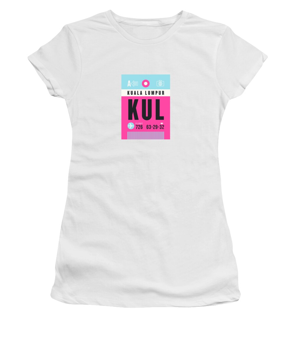 Airline Women's T-Shirt featuring the digital art Luggage Tag A - KUL Kuala Lumpur Malaysia by Organic Synthesis