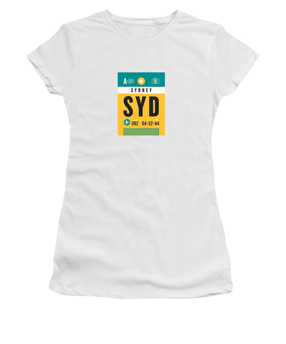 Airline Women's T-Shirt featuring the digital art Luggage Tag A - SYD Sydney Australia by Organic Synthesis