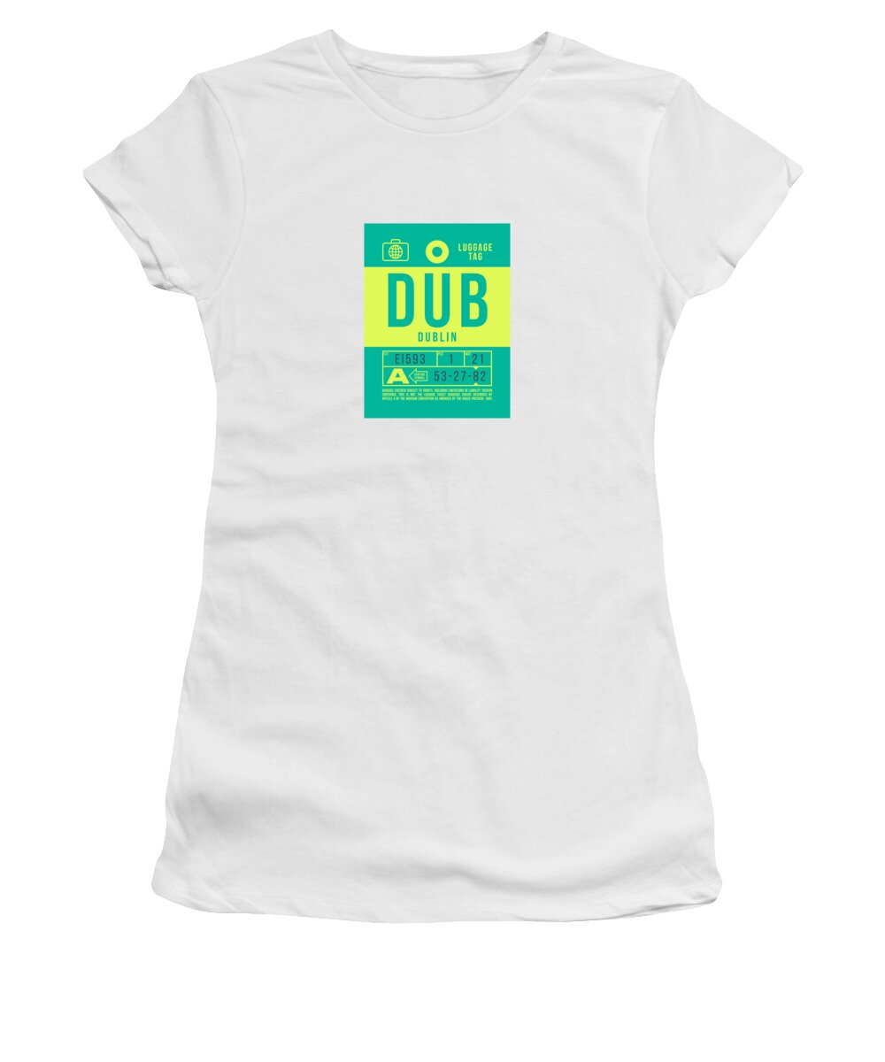 Airline Women's T-Shirt featuring the digital art Luggage Tag B - DUB Dublin Ireland by Organic Synthesis