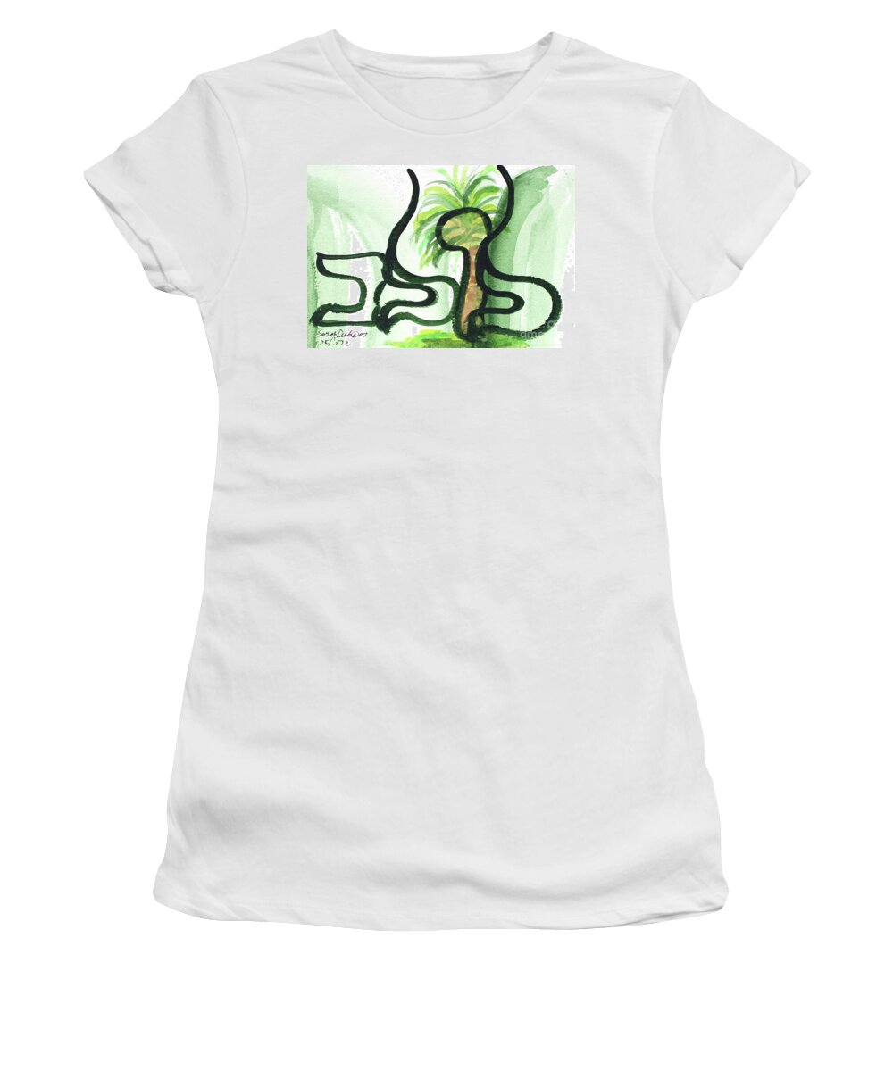 Lulav Sukkot Twig Women's T-Shirt featuring the painting LULAV suk3 by Hebrewletters SL