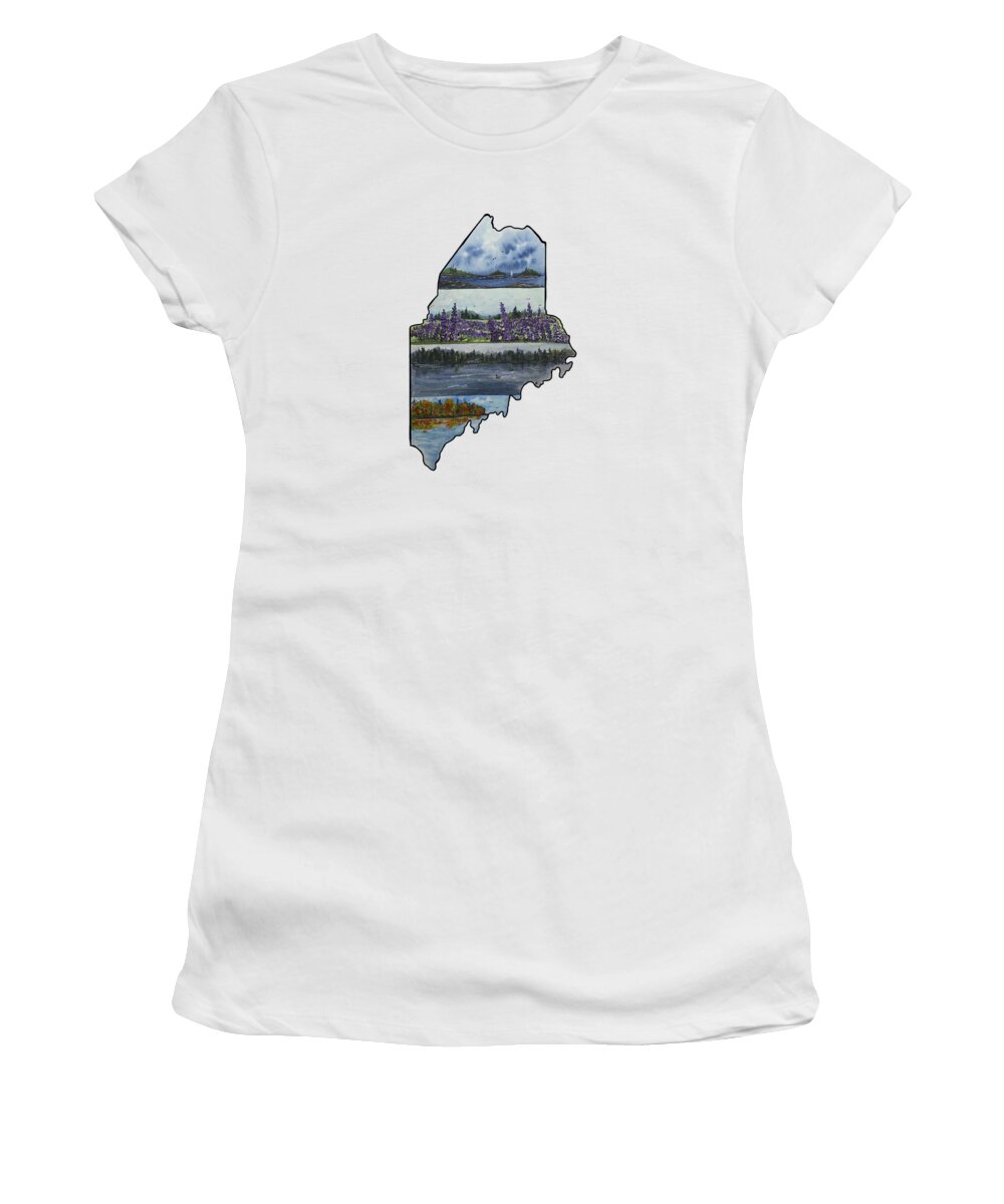 Maine Women's T-Shirt featuring the painting Maine Vibes by Kellie Chasse