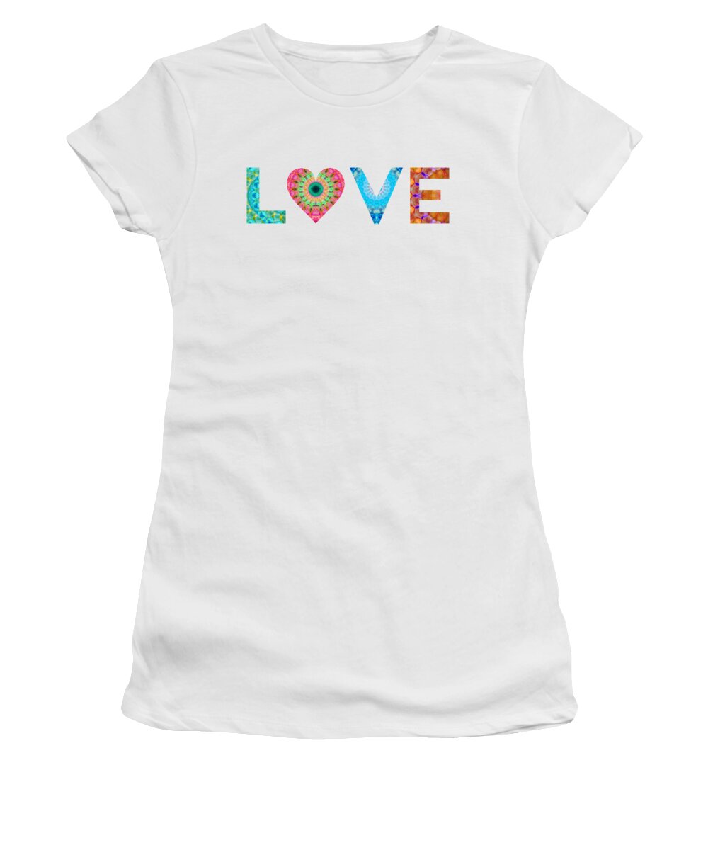 Love Women's T-Shirt featuring the painting Mandala Love - Colorful Loving Art - Sharon Cummings by Sharon Cummings
