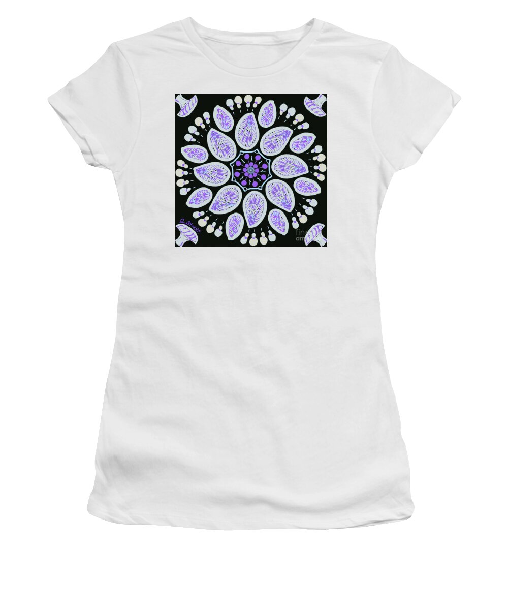 Mandala Women's T-Shirt featuring the digital art Mandala Mushrooming by Caroline Street