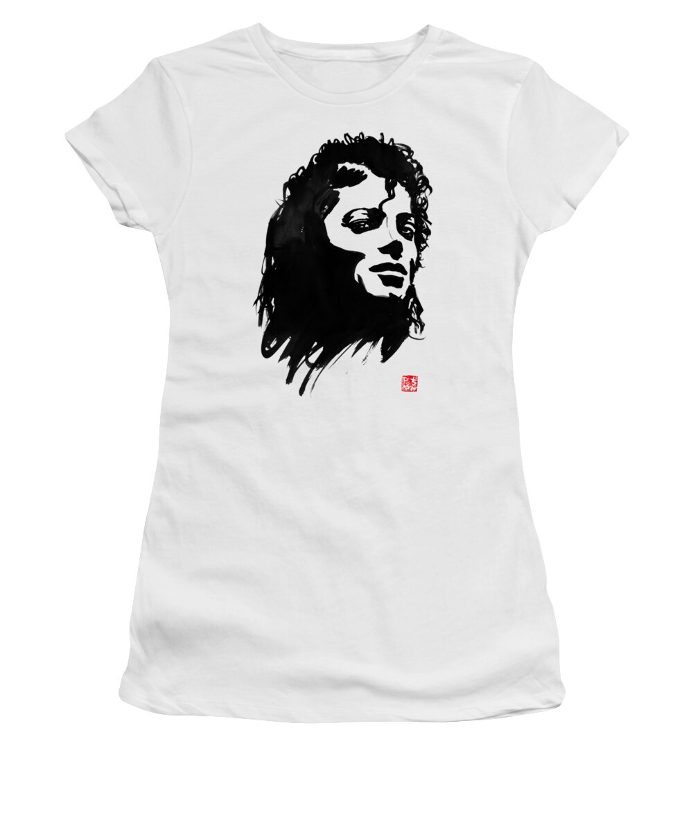 Michael Jackson Women's T-Shirt featuring the painting Michael Jackson by Pechane Sumie