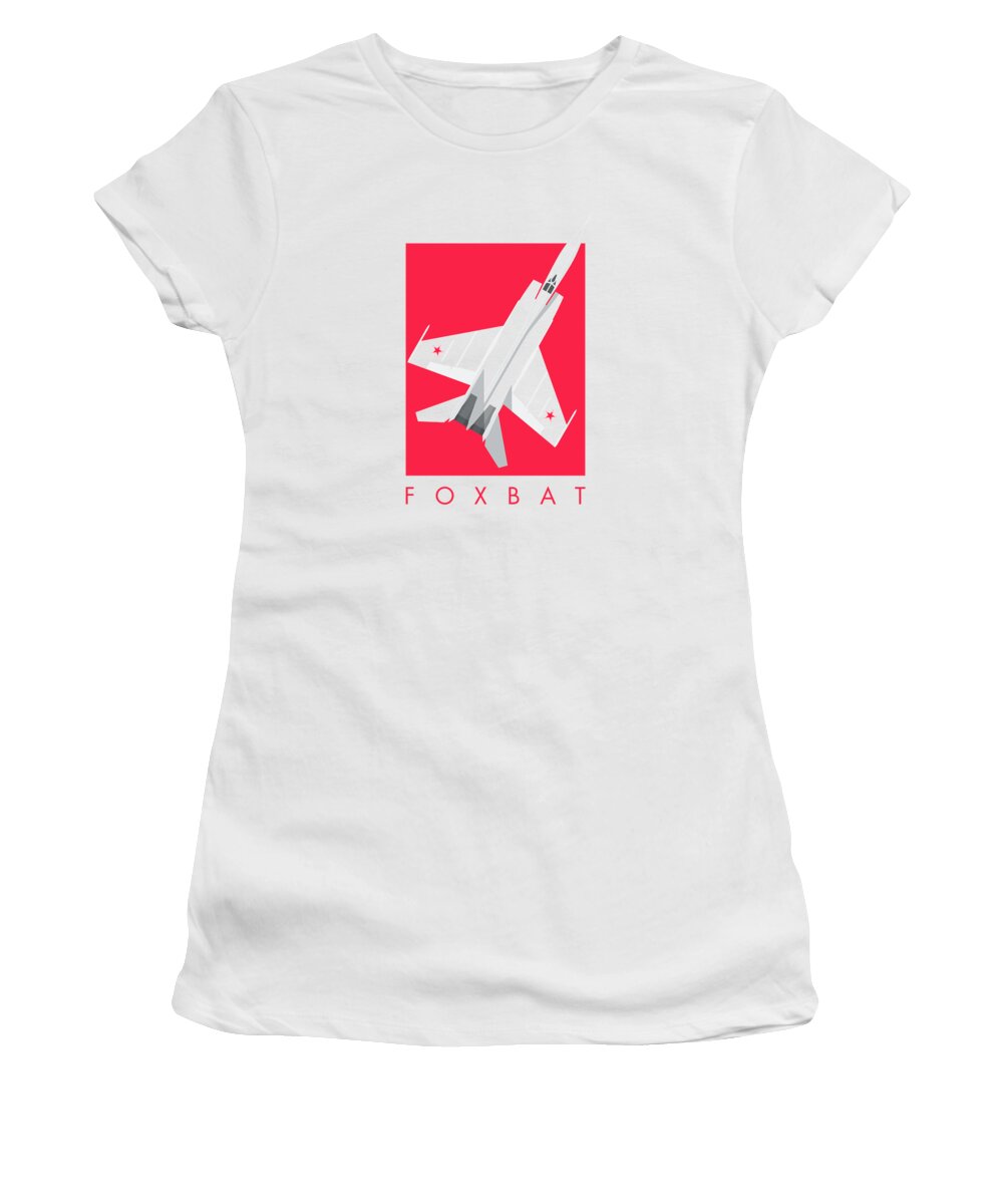 Jet Women's T-Shirt featuring the digital art MiG-25 Foxbat Interceptor Jet Aircraft - Crimson by Organic Synthesis