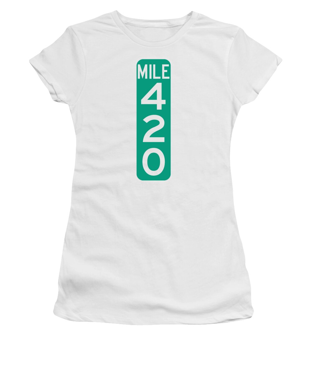 Mile Markers Women's T-Shirt featuring the digital art Mile 420 by Angie Tirado
