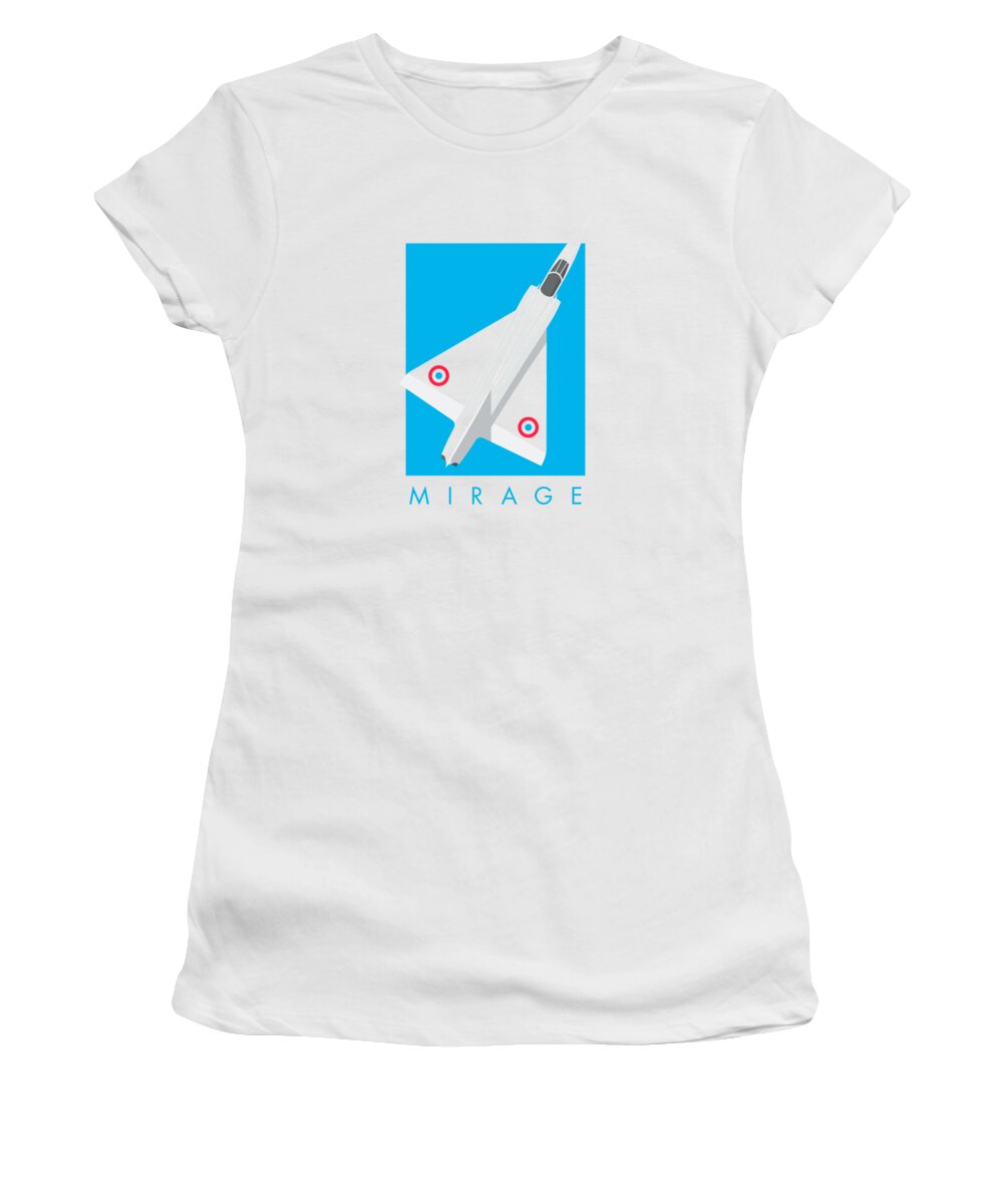 Aircraft Women's T-Shirt featuring the digital art Mirage III Fighter Jet - Cyan by Organic Synthesis