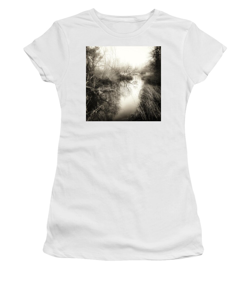 Misty Women's T-Shirt featuring the photograph Misty river by Chris Clark