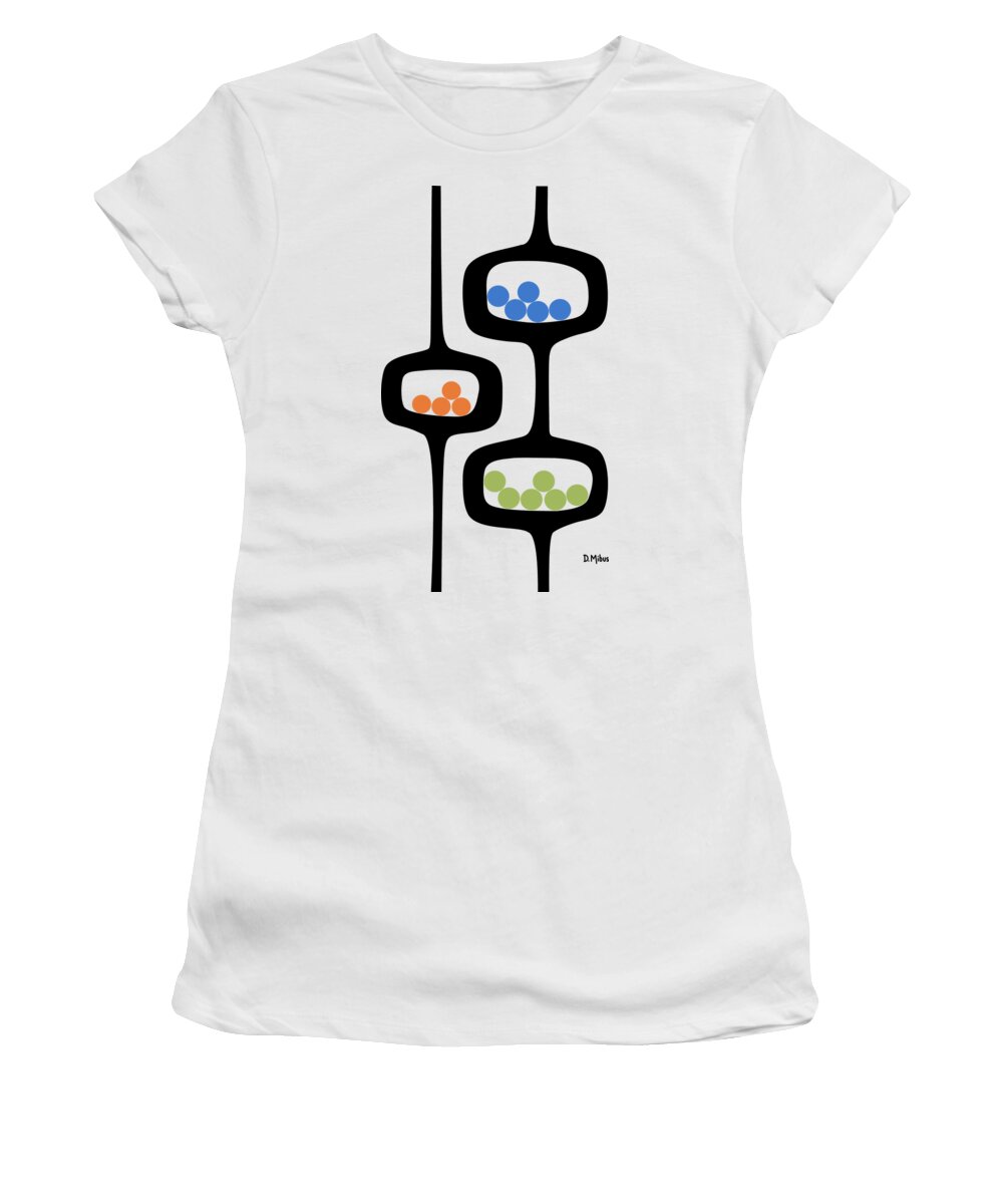 Mid Century Pods Women's T-Shirt featuring the digital art Mod Pod 2 with Circles by Donna Mibus