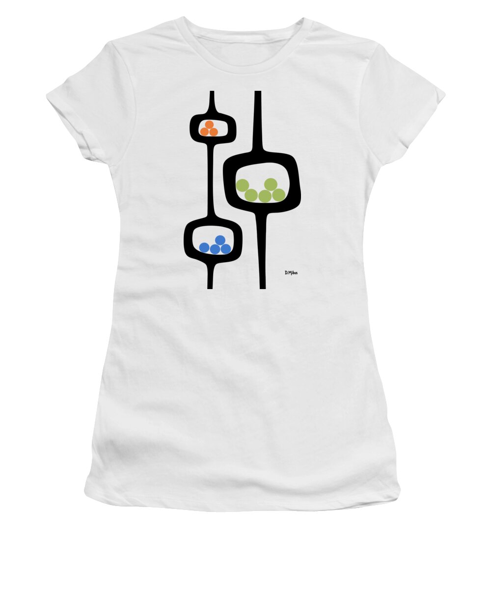 Mid Century Pods Women's T-Shirt featuring the digital art Mod Pod 3 with Circles by Donna Mibus