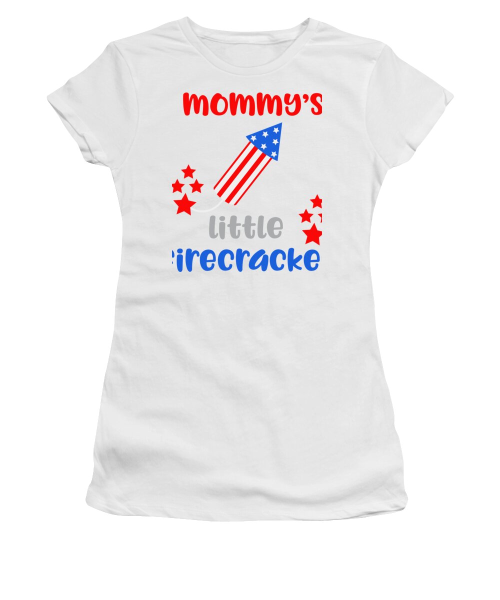 Military Women's T-Shirt featuring the digital art Mommys Little Firecracker 4th of July by Jacob Zelazny