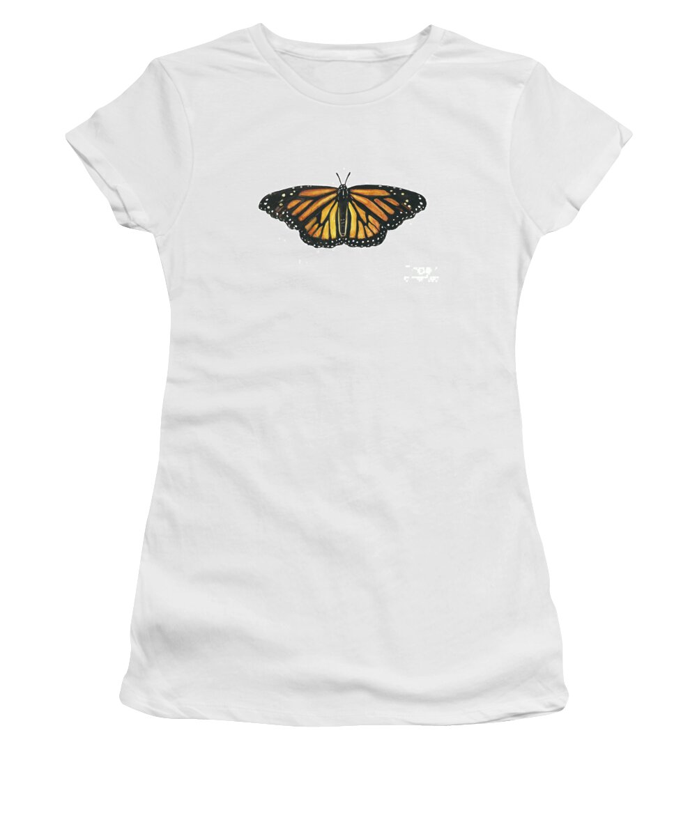 Monarch Women's T-Shirt featuring the painting Monarch Butterfly by Pamela Schwartz