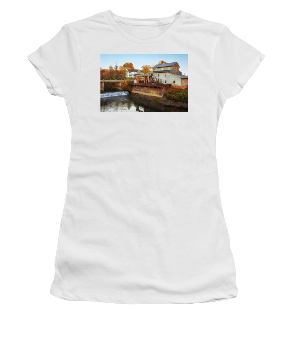 Jasper City Mill Women's T-Shirt featuring the photograph Morning at the Jasper City Mill by Susan Rissi Tregoning