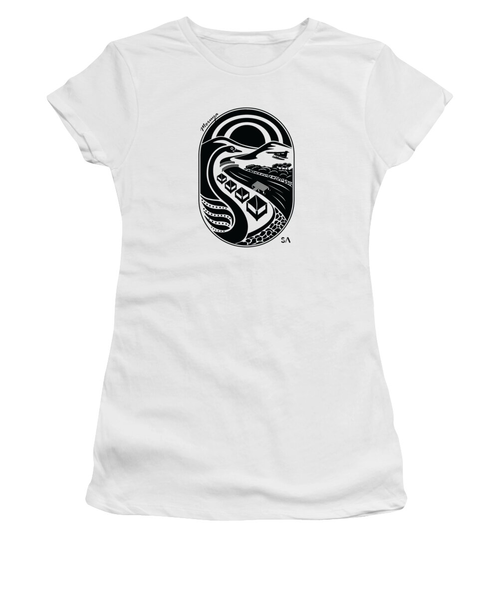 Black And White Women's T-Shirt featuring the digital art Moruya by Silvio Ary Cavalcante