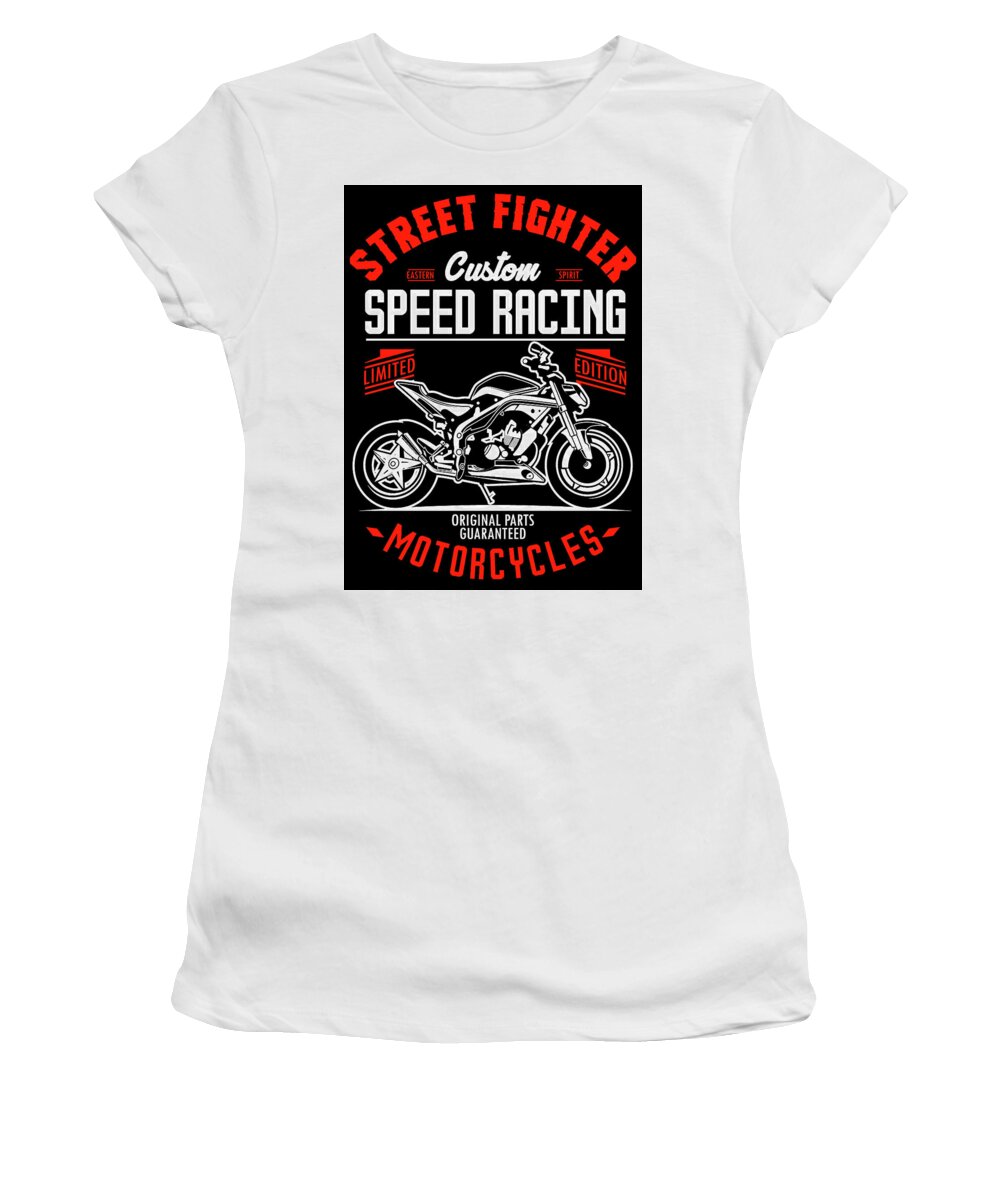 Motorcycle Women's T-Shirt featuring the digital art Motorcycle Racing Speed by Long Shot