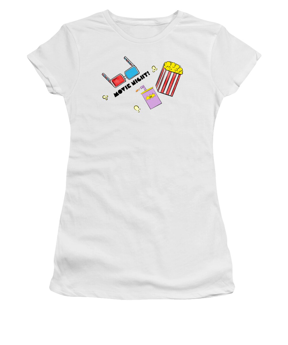 Sleepover Women's T-Shirt featuring the digital art Movie Night by Bnte Creations