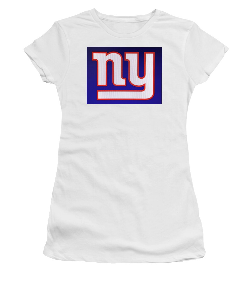 N Y Giants Logo - White on Blue Women's T-Shirt by Allen Beatty - Pixels