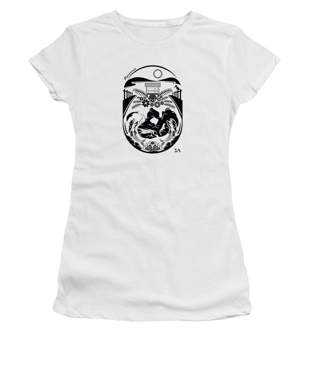 Black And White Women's T-Shirt featuring the digital art Narooma by Silvio Ary Cavalcante