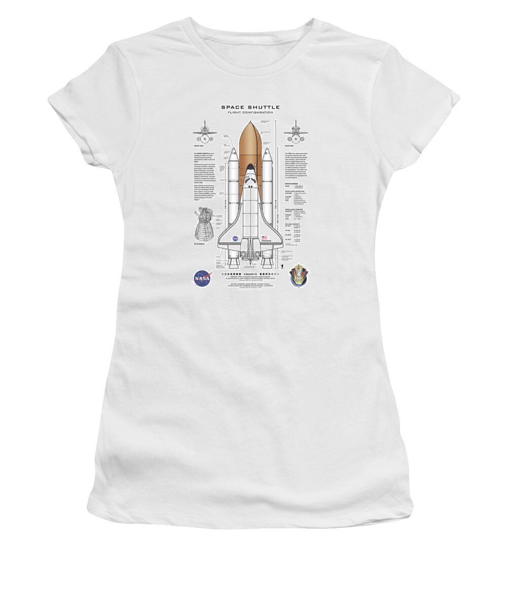NASA Space Shuttle Blueprint in High Resolution - white Women's T-Shirt by  Ryan Steven Horowitz - Pixels