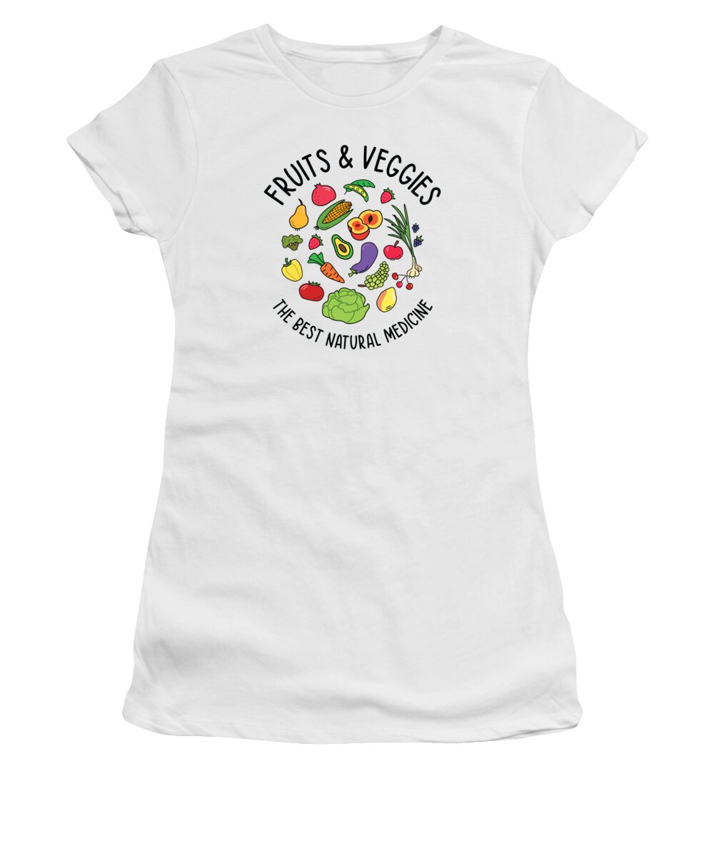 Natural Medicine Women's T-Shirt featuring the digital art Natural Medicine Vegan Vegetables Fruit Lover Fresh Food by Toms Tee Store