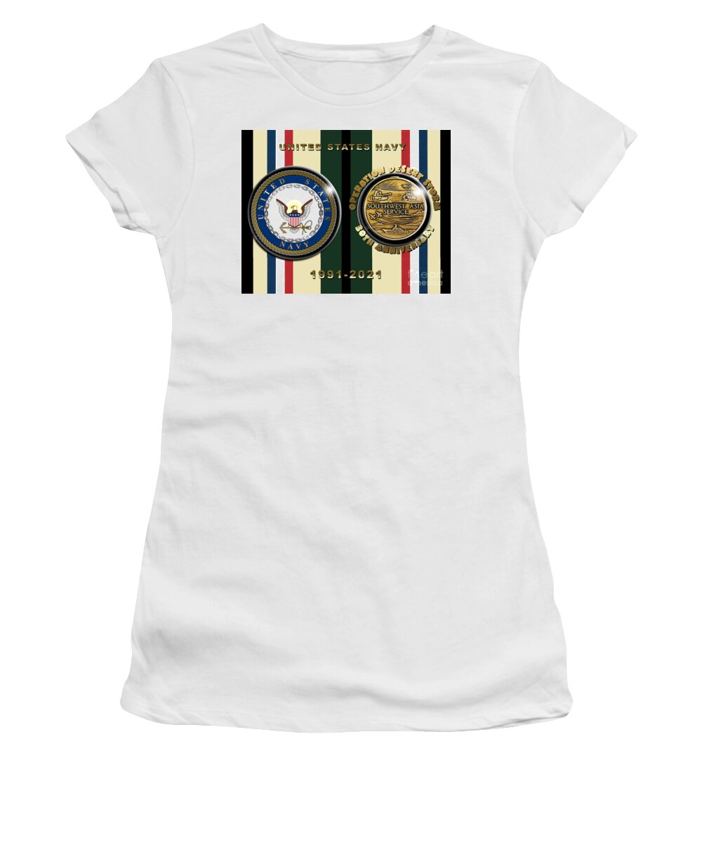 Navy Women's T-Shirt featuring the digital art Navy 30th Desert Storm by Bill Richards