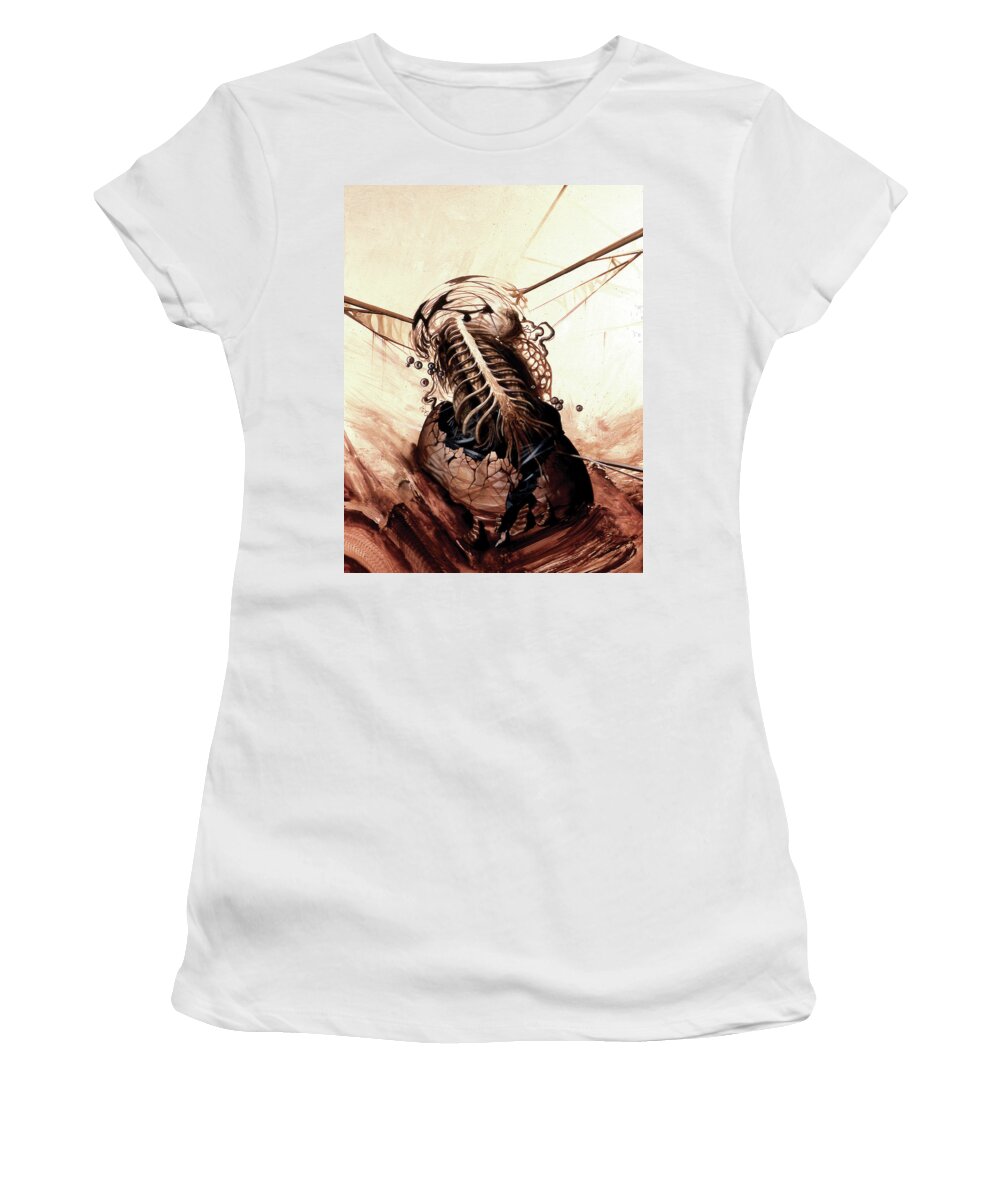 Surrealism Women's T-Shirt featuring the painting Neurotoxic Konstruction by Sv Bell