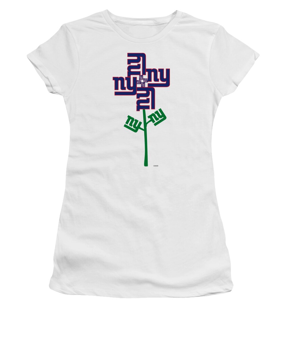 Nfl Women's T-Shirt featuring the digital art New York Giants - NFL Football Team Logo Flower Art by Steven Shaver