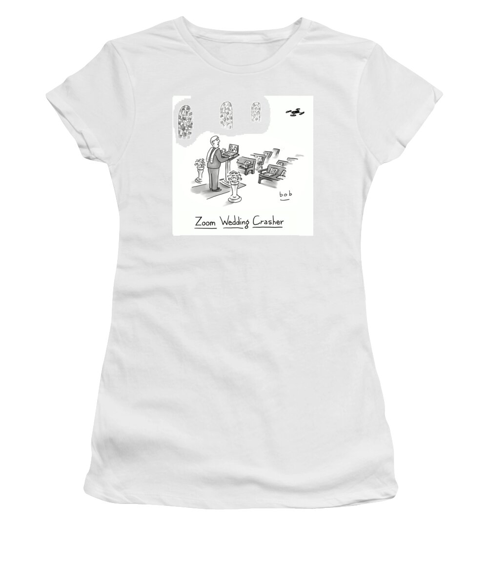 Captionless Women's T-Shirt featuring the drawing New Yorker July 5, 2021 by Bob Eckstein