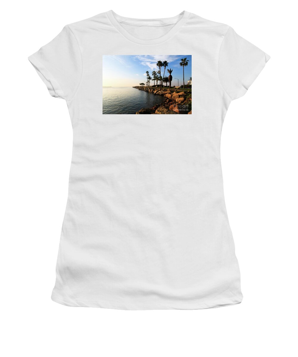 America Women's T-Shirt featuring the photograph Newport Beach Jetty Balboa Peninsula California by Paul Velgos