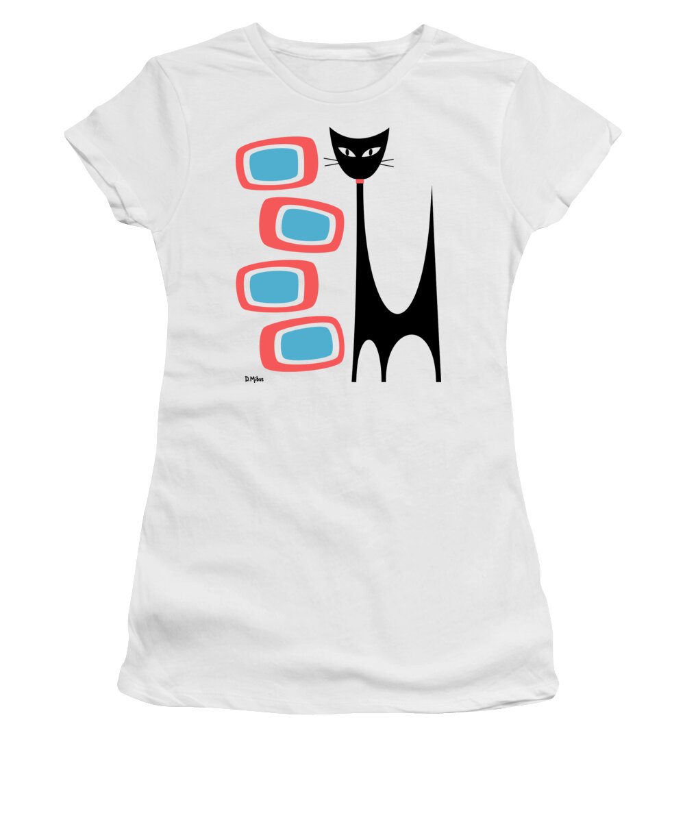 Atomic Women's T-Shirt featuring the digital art No Background Atomic Cat Blue Pink by Donna Mibus