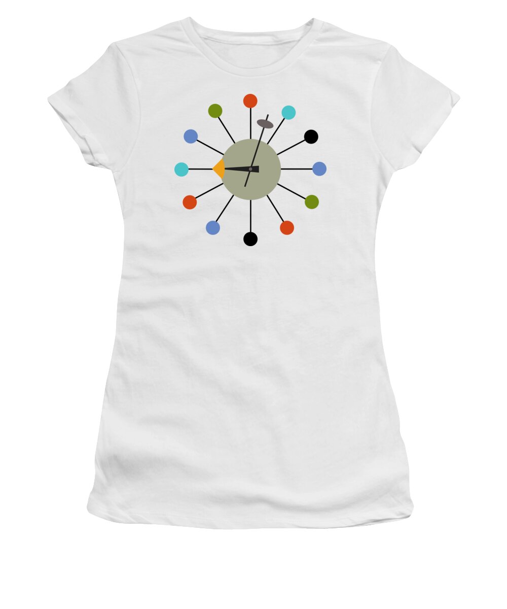 Mid Century Modern Women's T-Shirt featuring the digital art No Background Ball Clock by Donna Mibus