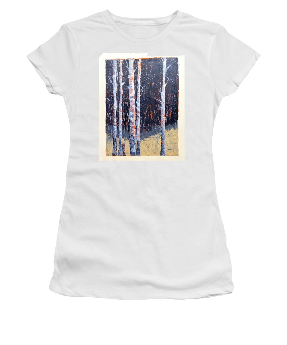 Nocturne Women's T-Shirt featuring the painting Nocturne by Cindy Johnston