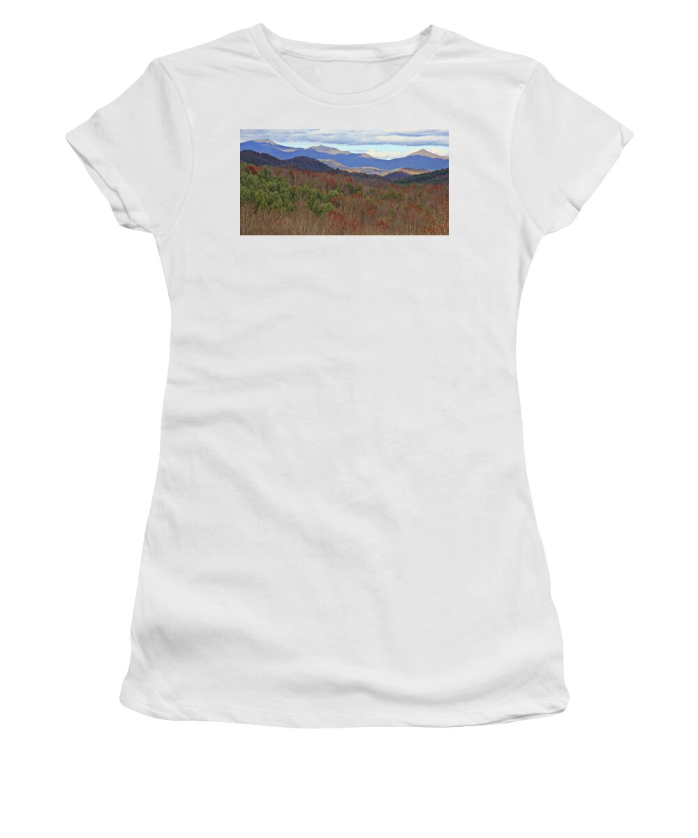 Colors Georgia Mountains Sky Women's T-Shirt featuring the photograph North Georgia Mountains by Jerry Battle