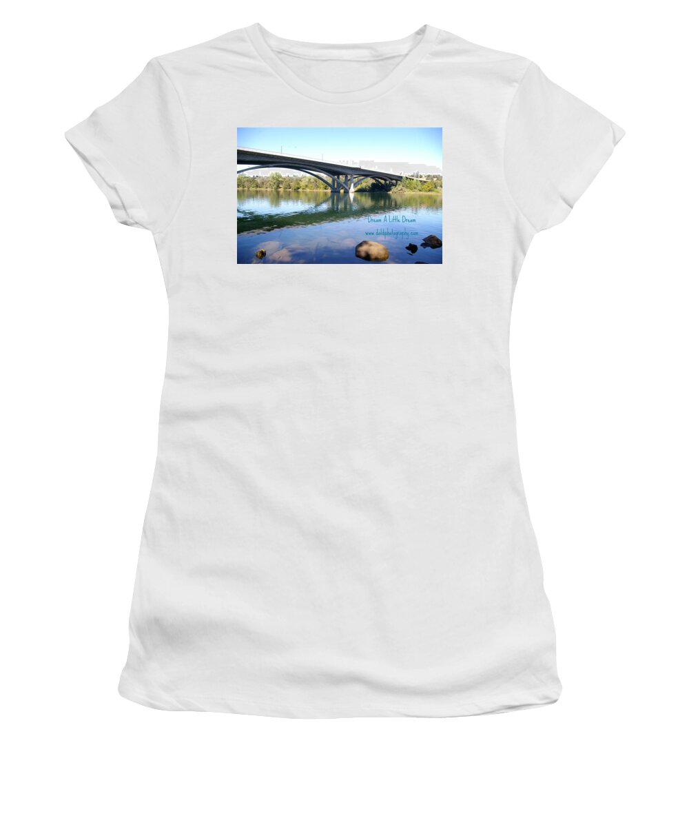  Women's T-Shirt featuring the photograph Old Folsom River Bank by Kristy Urain