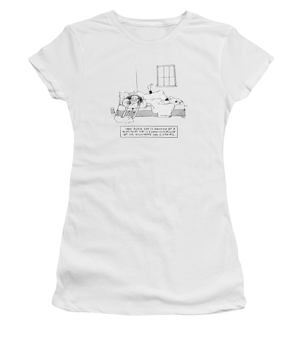 Captionless Women's T-Shirt featuring the drawing Once Again by Zoe Si