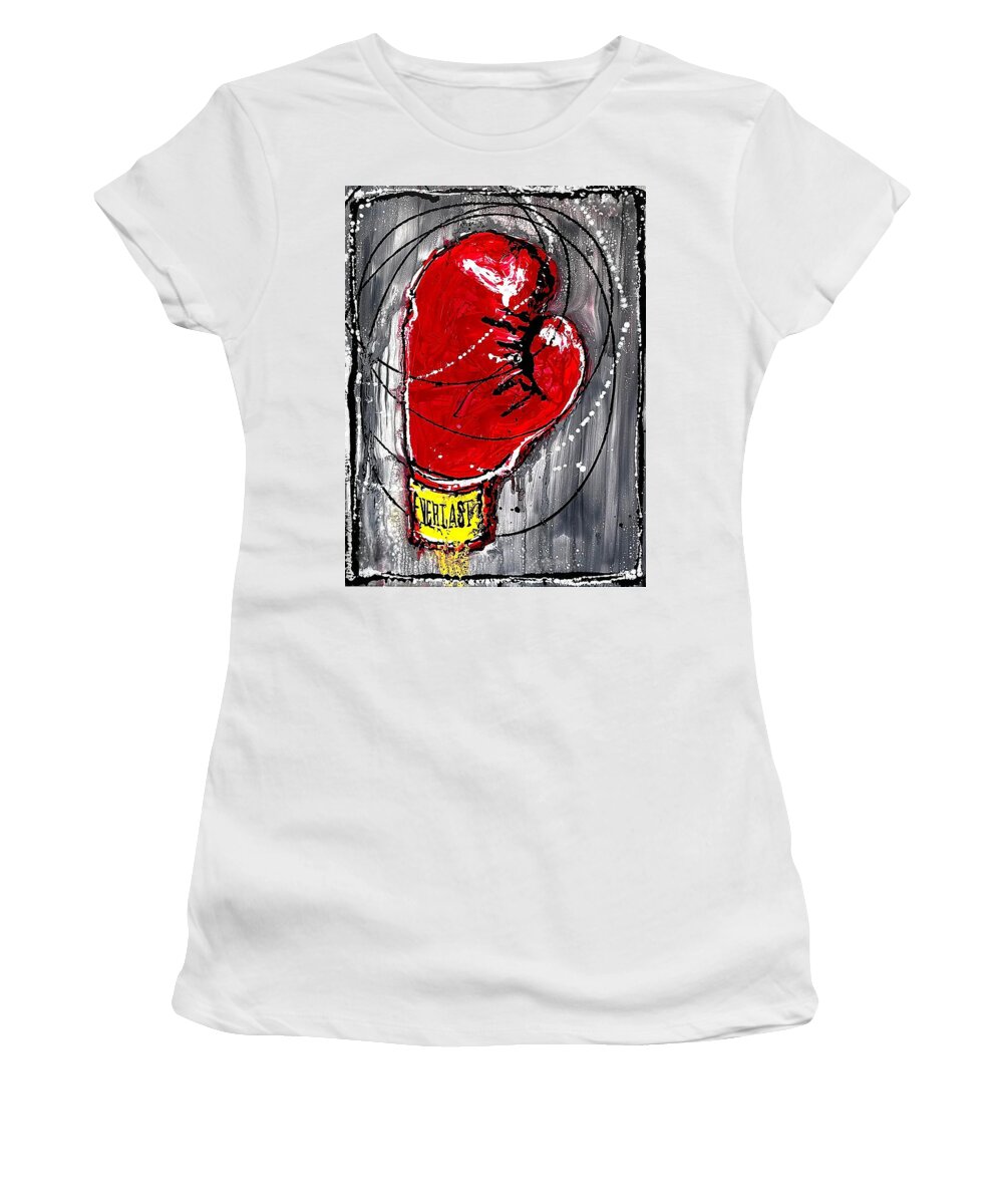  Women's T-Shirt featuring the painting One Glove Everlast by Sergio Gutierrez