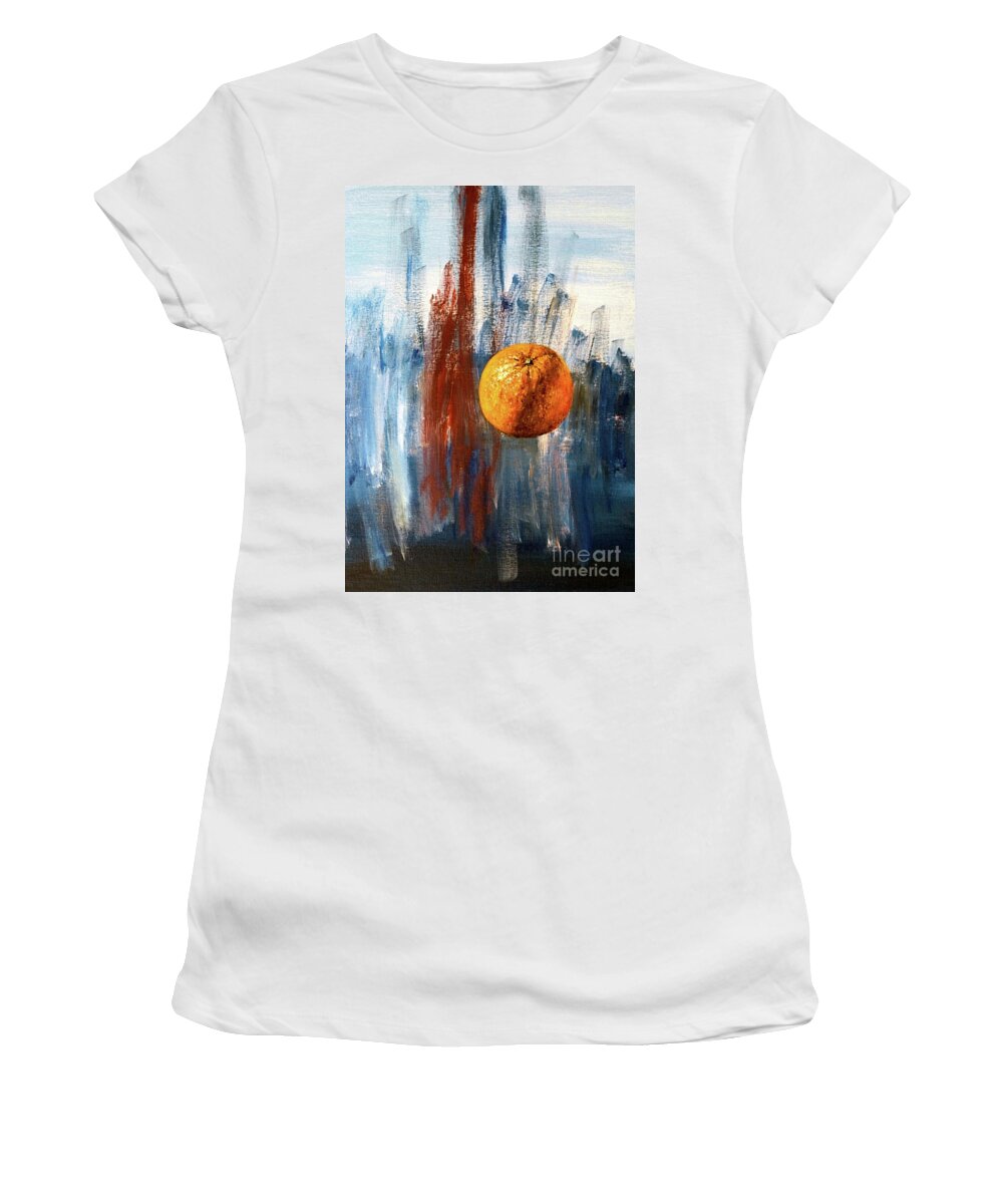 Orange Women's T-Shirt featuring the painting Orange by Arturas Slapsys