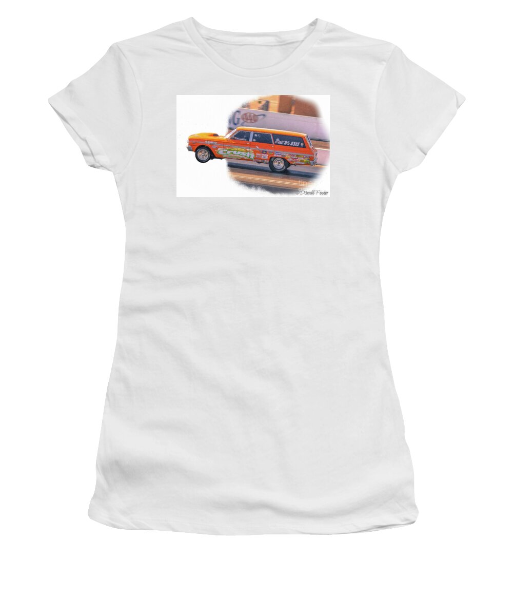 Orange Women's T-Shirt featuring the drawing Orange leaping out by Darrell Foster