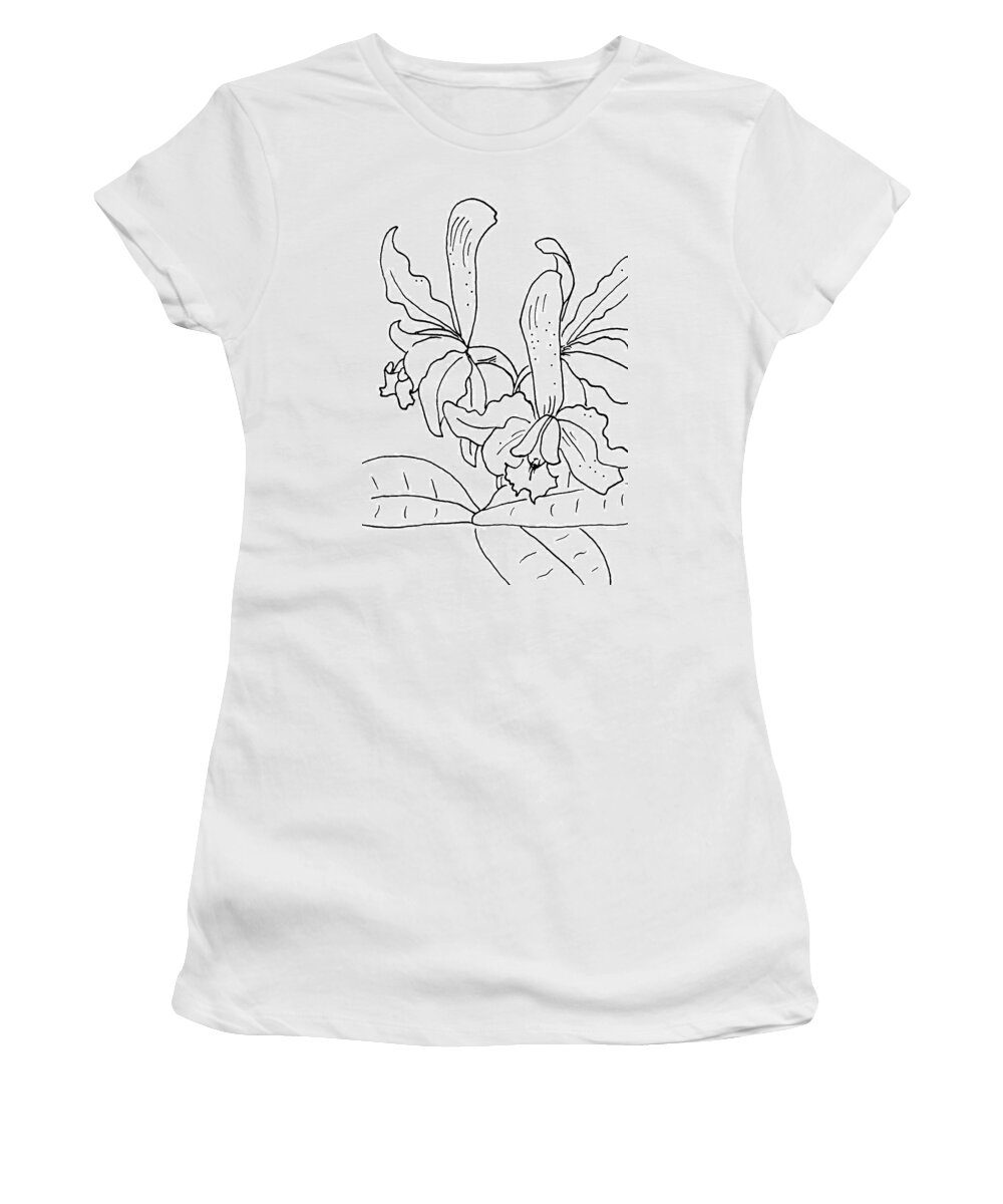 Orchid Women's T-Shirt featuring the drawing Orchid 4 by Masha Batkova