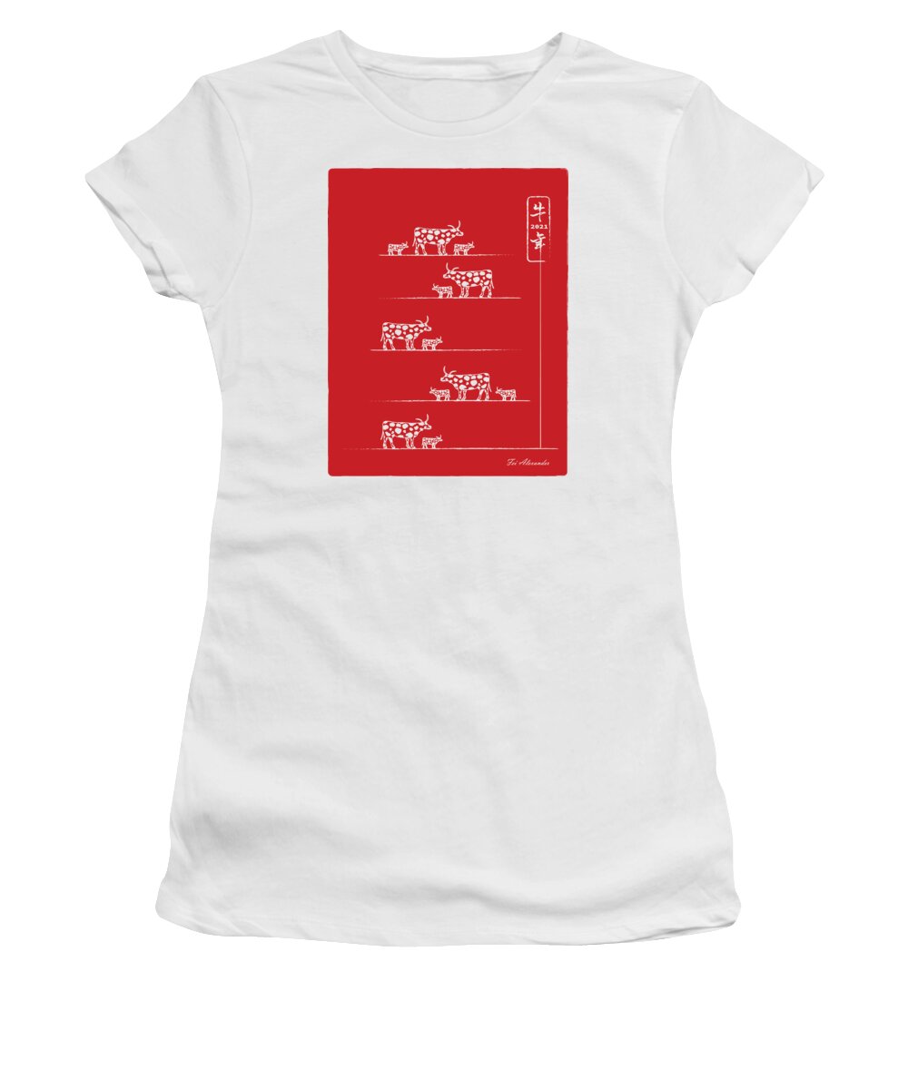 Year Of Ox Women's T-Shirt featuring the digital art Ox Year 15 by Fei A