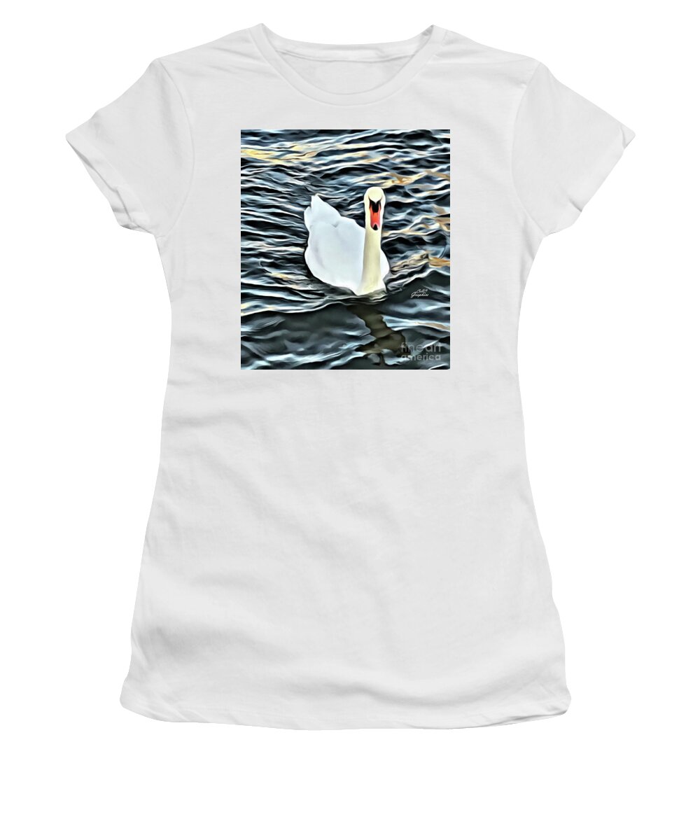 Swan Women's T-Shirt featuring the painting Painted Swan by CAC Graphics