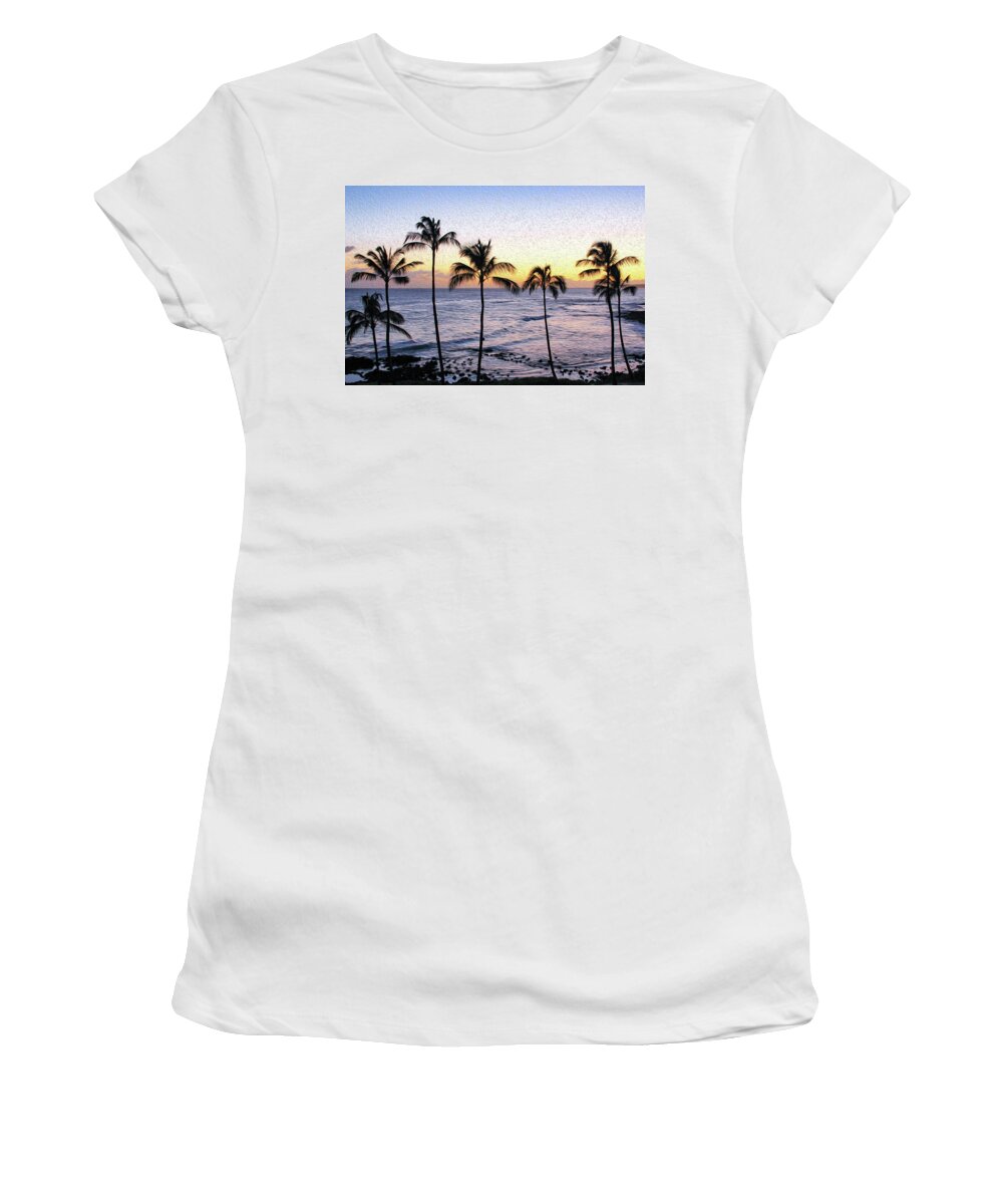 Hawaii Women's T-Shirt featuring the photograph Painting of Poipu Palms by Robert Carter