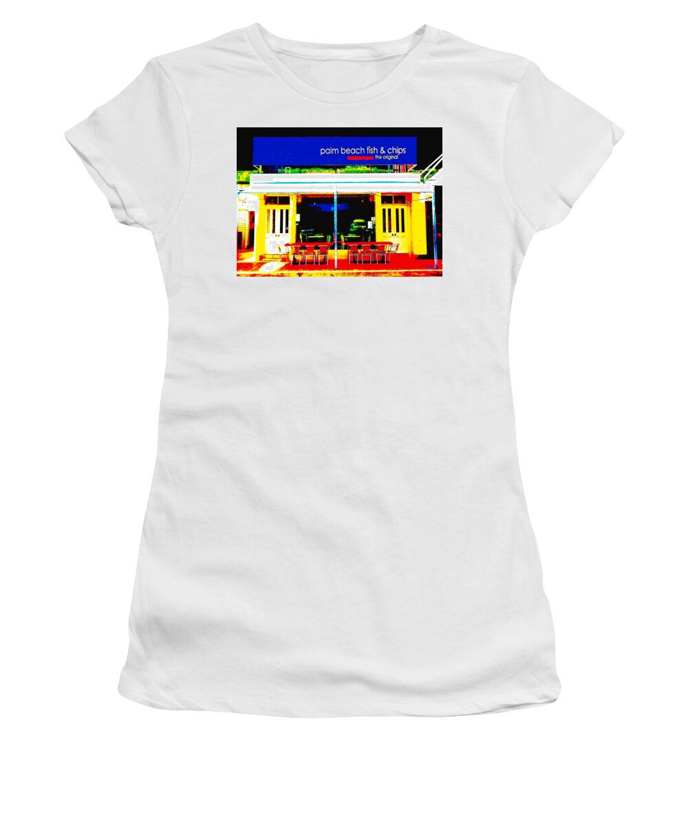 Pop Art Women's T-Shirt featuring the photograph Palm Beach Fish and Chips  Pub by VIVA Anderson