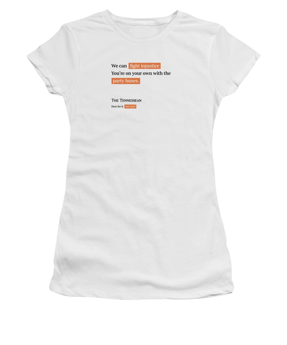 Nashville Women's T-Shirt featuring the digital art Party Buses - Tennessean White by Gannett