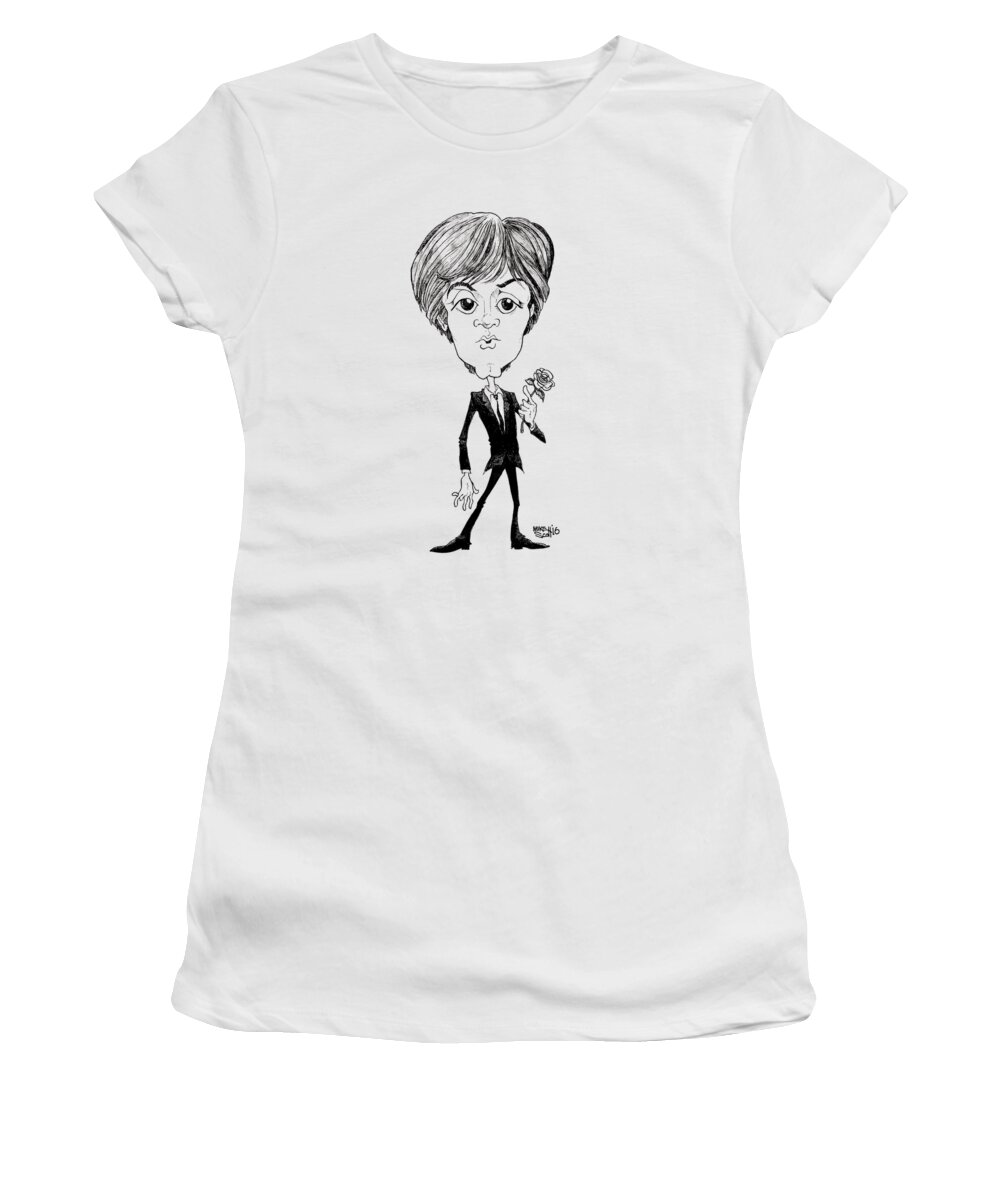 Caricature Women's T-Shirt featuring the drawing Paul McCartney by Mike Scott