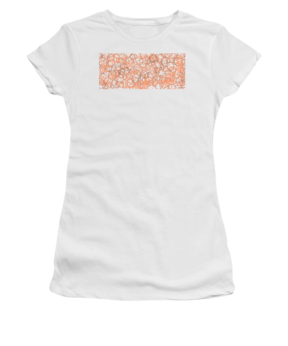 Abstract Women's T-Shirt featuring the digital art Peach and brown loops by Bentley Davis