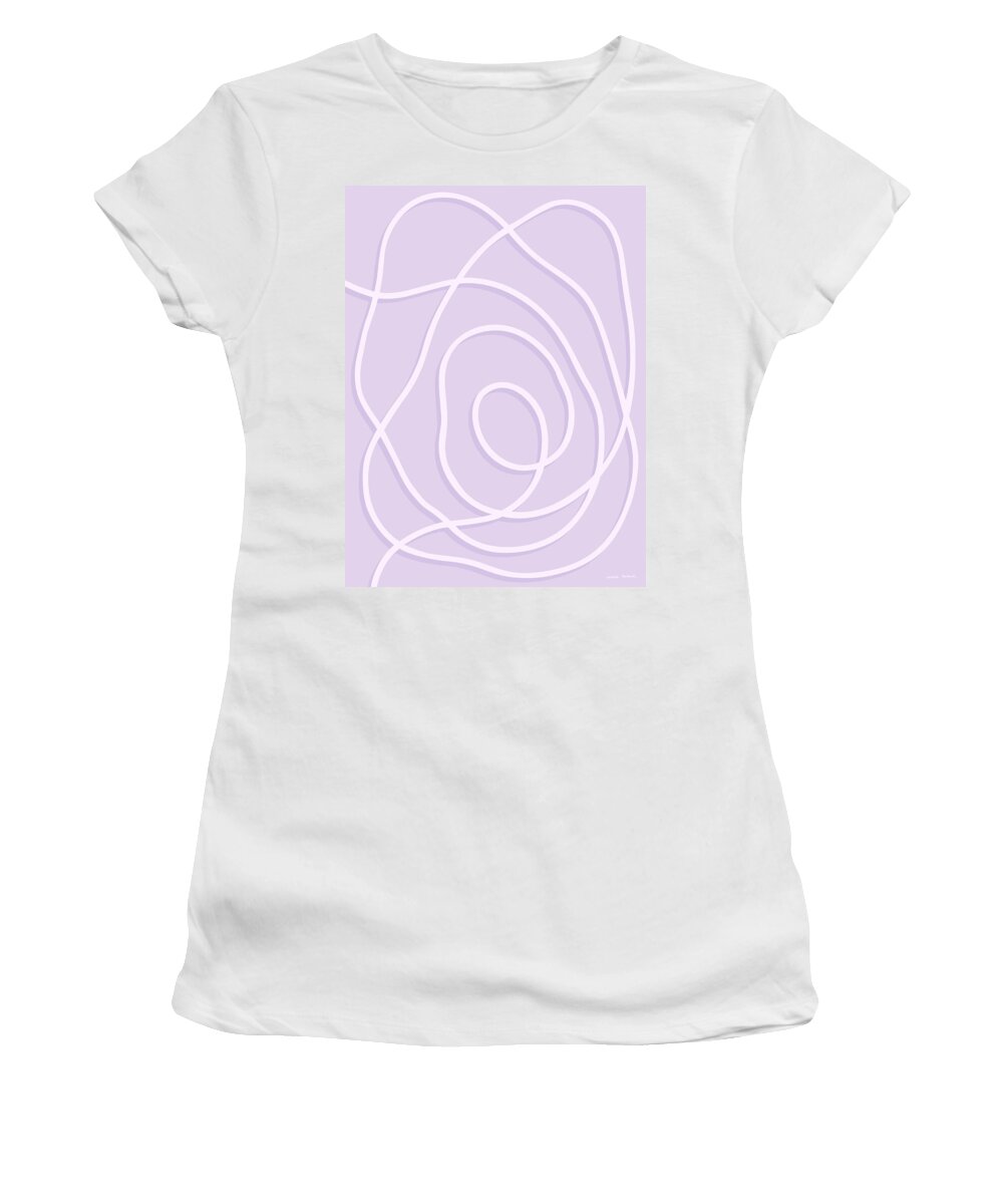 Nikita Coulombe Women's T-Shirt featuring the painting Pearl Drop 6 in lavender by Nikita Coulombe
