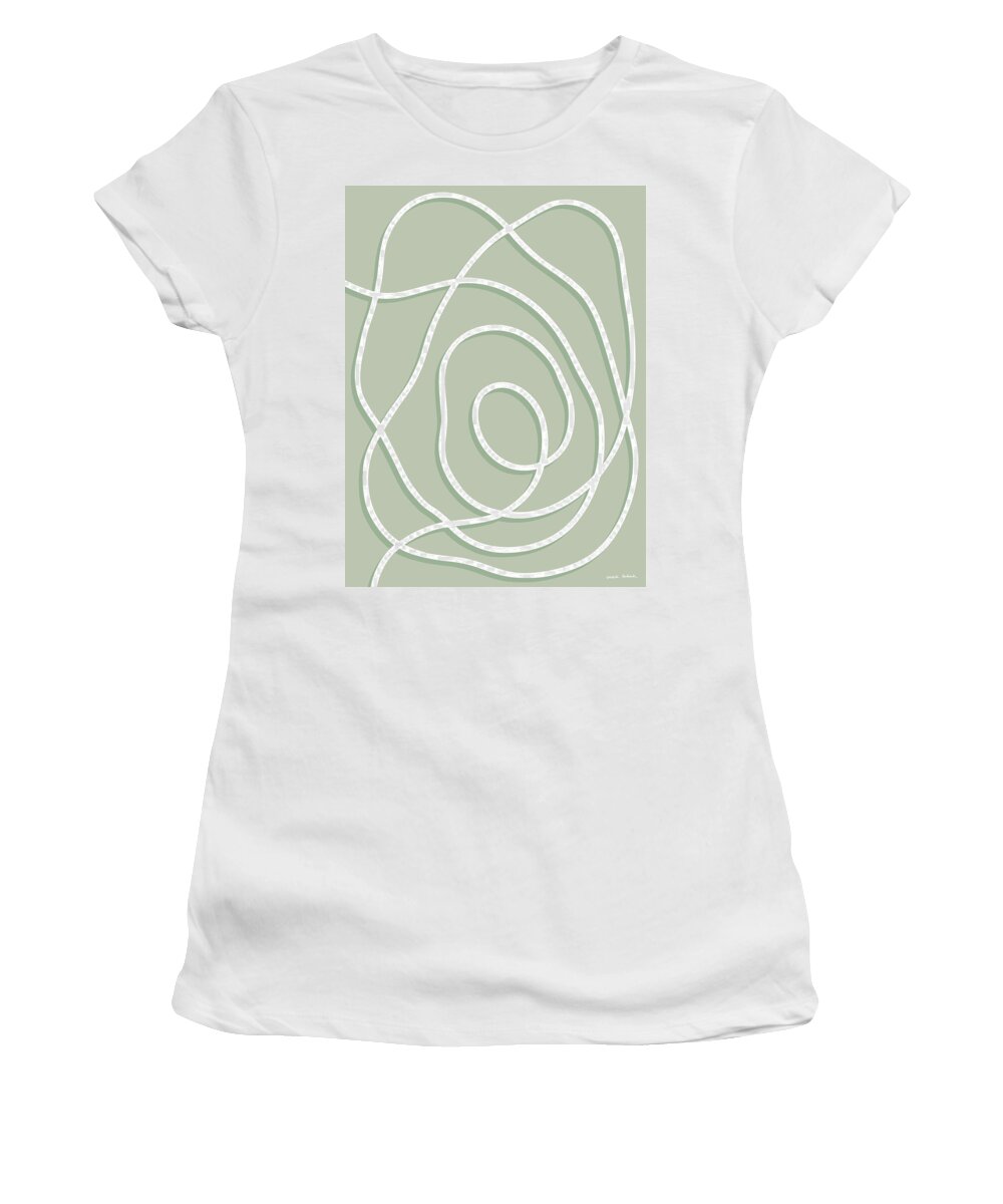 Nikita Coulombe Women's T-Shirt featuring the painting Pearl Drop 6 in mint by Nikita Coulombe