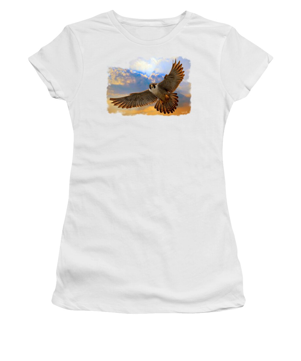 Monty Wright Women's T-Shirt featuring the digital art Peregrine Falcon by Monty Wright